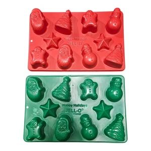 Vintage Jello Jiggler Happy Holidays Weihnachten Form 2er Set Baum Santa Schneemann - Bild 1 von 2