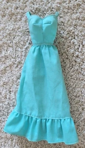 Barbie Vintage Quick Curl Deluxe Blue Fitted Maxi Halter Dress 1975 #9217 - Picture 1 of 4