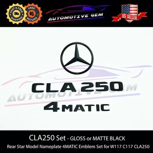 CLA250 4MATIC Rear Star Emblem Black Letter Badge Logo Set Mercedes C117 W117 - Bild 1 von 4