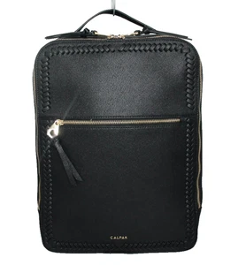 CALPAK Kaya 15" Laptop Backpack Black Faux Leather Top Handle Trolley Sleeve - Afbeelding 1 van 10