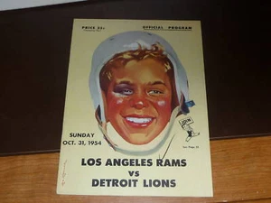 1954 LIONS AT RAMS FOOTBALL PROGRAM - Picture 1 of 1