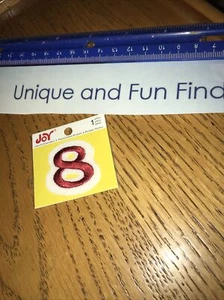 Joy 1 Piece Iron-On Embroidery. Red Letter "8” Red. Size 1.5 inch - Picture 1 of 2