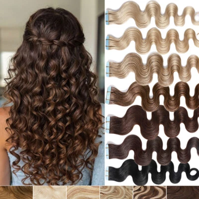 Cinta CLARENCE en extensiones de cabello humano real Remy piel invisible trama onda corporal Foto 1 de 4