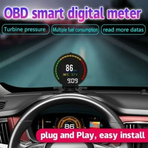 Cars HUD OBD2 Digital Head Up Display Speedometer Gauge Water Temp Monitor *& - Bild 1 von 10