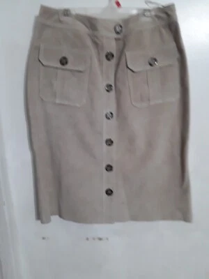 Falda para mujer de cuero tostado abotonada forrada recta de INC talla 8 NUEVA con etiqueta Foto 1 de 4