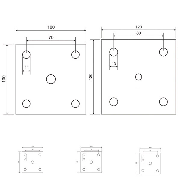 REINARTZ Ankerplatte gelochte Platte Ankerplatten STAHL S235 JR Platten 100 / 120 mm roh