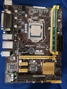 ASUS H81M-C/CSM LGA1150 DDR3 DVI VGA Motherboard + I/O Plate + 4GB Ram + G3240 - Picture 1 of 4