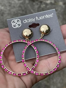CLEARANCE SALE Daisy Fuentes Fuchsia Rhinestone Earrings BID 4 CHARITY ❤️blt39j1 - Picture 1 of 6