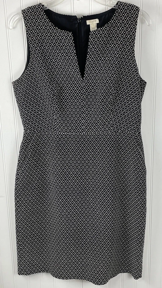 Vestido para mujer J Crew negro blanco forrado con textura mezcla de algodón *BOLSILLOS* talla 8 Foto 1 de 4