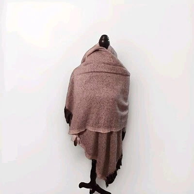 Ann Taylor LOFT Oatmeal Black Tassel Scarf Great Condition Gift Womens  - Image 1 of 4