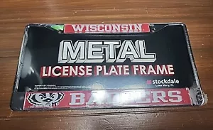 University of Wisconsin Badgers Metal License Plate Frame Chrome Tag Cover - Picture 1 of 6