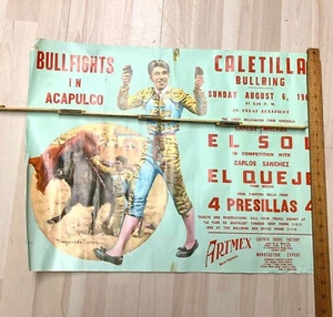 1967 Bull Fight Acapulco Mexico Poster Vibrant Colors 17”X22.5” reynoldo torres - Picture 1 of 6