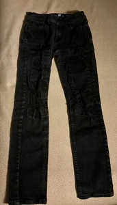 RSQ Tilly’s Boys Distressed Super Skinny Jeans Zip Size 12 Black NWT - Picture 1 of 4