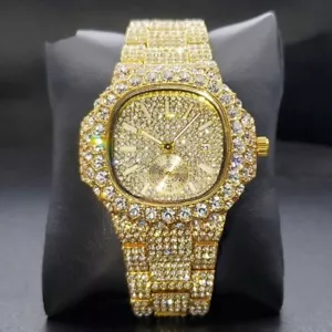 40MM 3AAA+ CZ Hop Hip Ice Out Quartz Movement Stainless Steel Waterproof Watch - Imagen 1 de 5