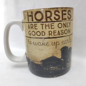 Primitives By Kathy Mug Horses Are The Only Good Reason Large 18oz Glass Coffee - Picture 1 of 6