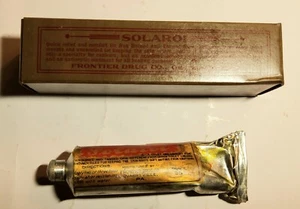 NEW OLD STOCK ANTIQUE SOLAROL SUNBURN CREAM IN BOX FRONTIER DRUG QUARRYVILLE, PA - Picture 1 of 9