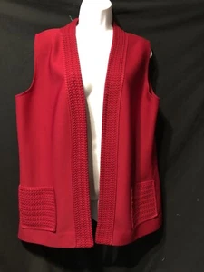 Vintage 1970s hedy knits Magenta maroon XL Mod leisure vest polyester - Picture 1 of 4