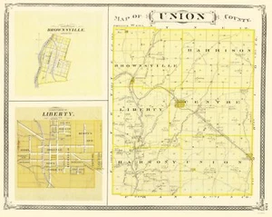 Mapa histórico del condado - Union County Indiana - Baskin 1876 - 23 x 28,80 - Imagen 1 de 20