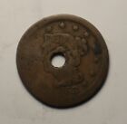 1853 Braided Hair Head Large One Cent Coin-Hole in center