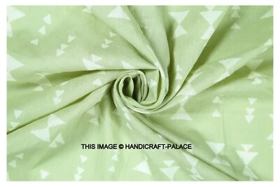 25 YARD NATURAL HAND BLOCK SEWING INDIAN SANGANERI PRINT COTTON FABRIC 44' - Image 1 of 3