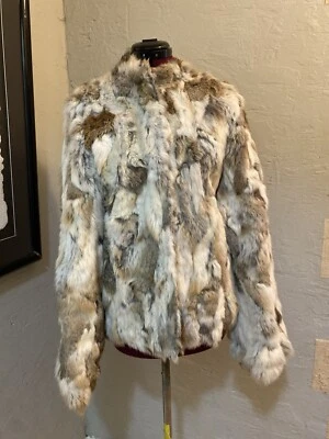 ABRIGO DE PIEL DE CONEJO GENUINO RETAZOS VINTAGE AÑOS 70 80 Hippy Boho Penny Lane M/L Foto 1 de 4