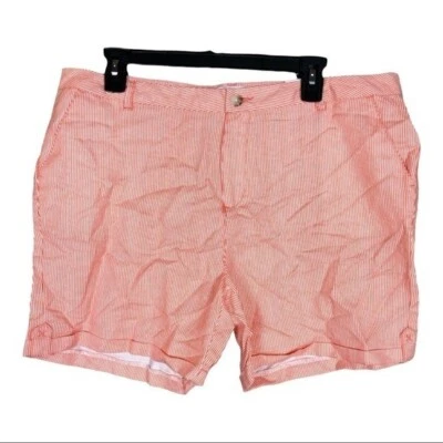 Le Tigre coral orange linen striped shorts women's size 14 - Image 1 of 4