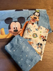Disney Mickey 3 piece Toddler Bed Sheet Set Pillowcase, Fitted And Top Sheet - Picture 1 of 4