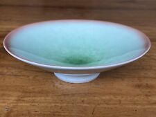 Vintage Saikai Pottery Rice Bowl Green & Salmon Pink Japan