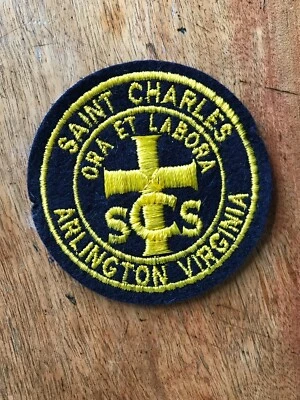 Vtg Saint Charles Catholic Church Sew On Patch Embroidered Badge Arlington VA - Image 1 of 3