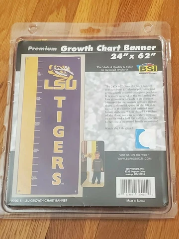LSU Tigers Louisiana State Premium 24x62" Growth Chart Wall Hanging Team Banner Cover