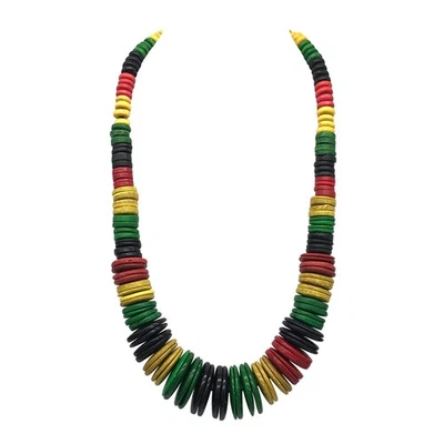 Collar de cuentas de madera multicolor llamativo grueso en capas para mujer multicapa Col Foto 1 de 4