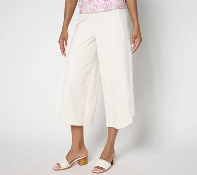Pantalones para mujer Susan Graver Petite P2XS Cool Touch tejido denim blanco A691686 Foto 1 de 4