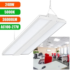 240W LED Linear High Bay Shop Light for Garage Warehouse Workshop Hanging Lights - Picture 1 of 14