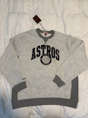 NEW Mitchell & Ness Houston Astros Premium Fleece Vintage Logo Crewneck,Size XL  - Image 1 of 4