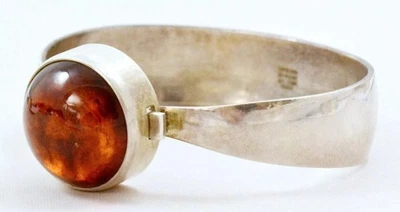 Niels Erik Armreif 925 Silber Bernstein N. E. FROM Denmark danish design bangle - Bild 1 von 4