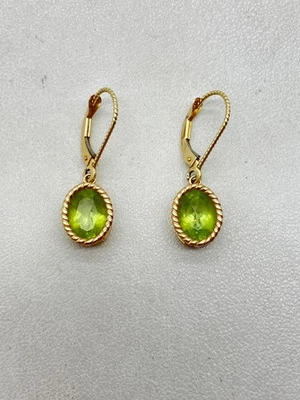 14k Gold Peridot Lever Back Earrings - 2.53g - Image 1 of 4
