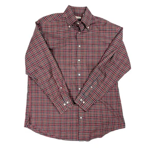 Peter Millar Red Black Plaid Long Sleeve Button Up Shirt Men's Size Medium - Picture 1 of 4