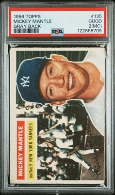 1956 TOPPS GRAY BACK #135 MICKEY MANTLE PSA 2 MC - Image 1 of 2