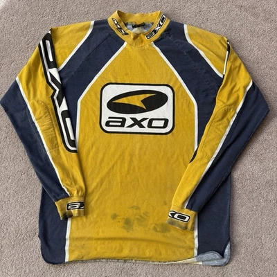 Vintage AXO Racing Team Issue Motocross Jersey Yellow White Size XL - Image 1 of 4