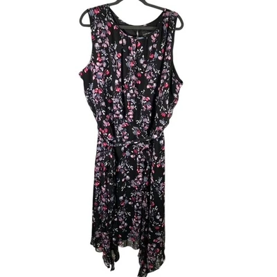 Vestido midi Lane Bryant negro floral sin mangas talla grande 28 clásico de carrera Foto 1 de 4