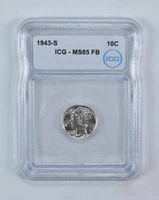1943-S Mercury Dime MS65 FB ICG - Image 1 of 4