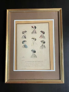 Gravur Mode 1867 Paris Spiegelcover Schals Haarschere Einmalig Handarbeit Rahmen - Bild 1 von 7