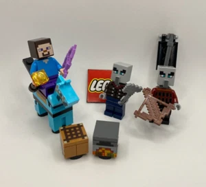 Lego Minecraft Minifigure Lot - Steve on Diamond Horse Vs. Raiders  - Brand New! - Picture 1 of 4