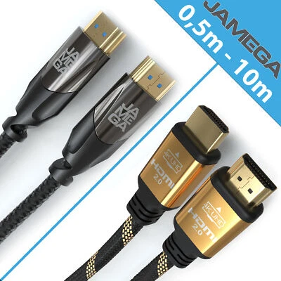 0,5m - 10m HDMI 4K Kabel 2.0 Nylon High Speed Ethernet HDR 2160p 3D Full UHD ARC - Bild 1 von 4
