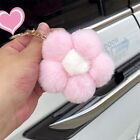 Flower Ball Plush Keychains Fur Pompom Charm Keyrings Women Accessories 1Pc Set