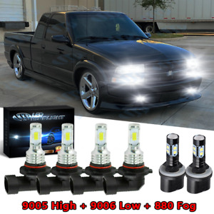 For Chevrolet S10 1998-2003 - LED Headlight Hi/Lo BEAM + Fog Light Bulbs Qty 6