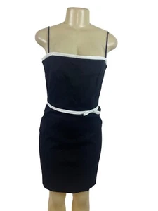 Laundry By Shelli Segal Black & White Sleeveless Dress W/ Bow Accent Sz 8P - Picture 1 of 18