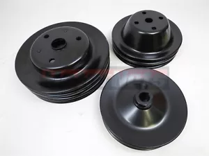 SBC Chevy Negro SWP Bomba de Agua Corta Llave Dirección Asistida Manivela Polea Kit 350 - Imagen 1 de 6
