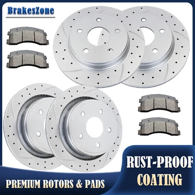 ​Front Rear Brake Rotors Pad for Dodge Ram 1500 2006-2023 Slotted Drilled Brakes - Image 1 of 4