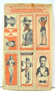 Vintage 1947 Hollywood Star Stamps Unopened 1st Series Complete Sheet #PD - Picture 1 of 1